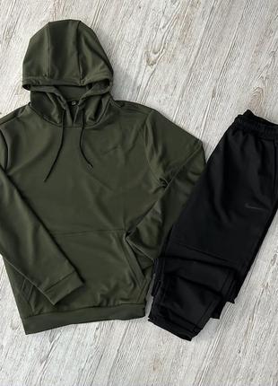 Демісезонний спортивний костюм nike худі хакі + штани (двонитка)