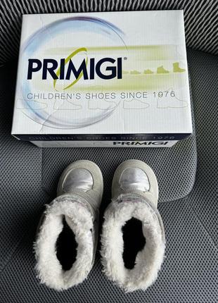 Дитячі зимові чоботи primigi 25 gore-tex срібні блискучі водостійкі