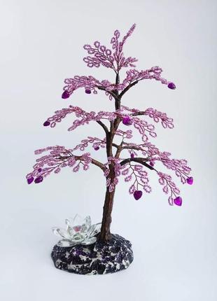 Дерево из бисера с лотосом
