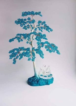 Дерево из бисера с лебедями