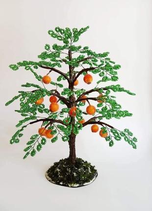 Дерево із бісеру апельсин1 фото