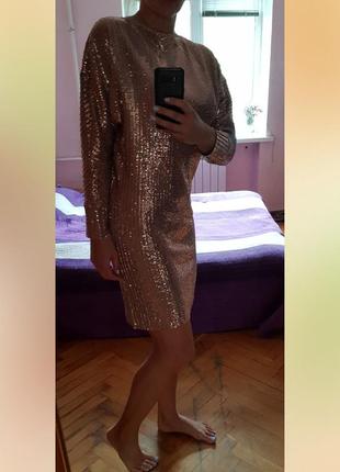 Золотое платье  в пайетки размер м reserved.7 фото