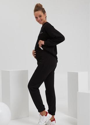 👑vip👑 штани для вагітних джогери двонитка бавовняні штани