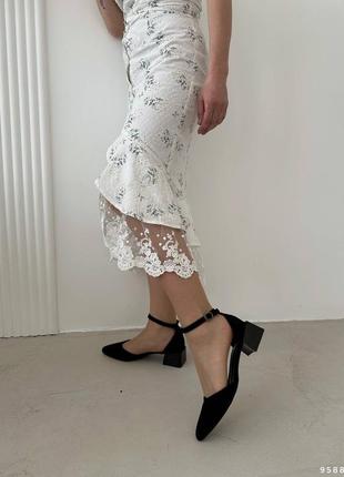 Жіночі чорні босоніжки туфлі еко замша