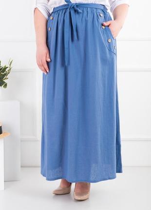 Женская синяя юбка батал4 фото