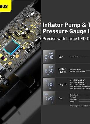 Автомобильный компрессор baseus super mini inflator pump black (crcq000001) 10