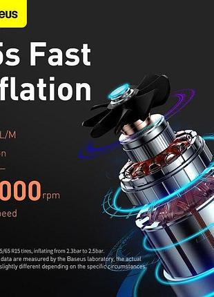 Автомобильный компрессор baseus super mini inflator pump black (crcq000001) 5