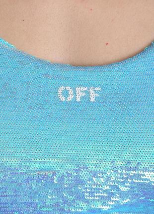 Топ off-white crop top in pailettes blue4 фото