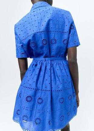 Коротка синя сукня бавовна zara new2 фото