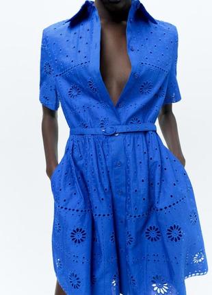 Коротка синя сукня бавовна zara new3 фото