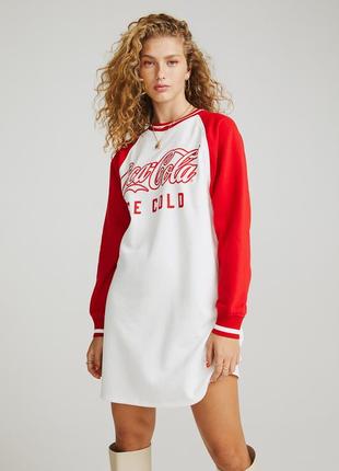 Платье свитшот h&amp;m р. l coca cola с начёсом платья платье свитшот для беременных