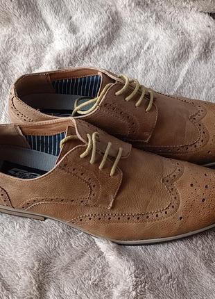 Чоловічі коричневі туфлі броги фірми elong4 фото
