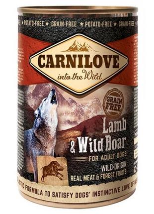 Вологий корм для дорослих собак carnilove lamb & wild boar баранина 6 x400 гр.