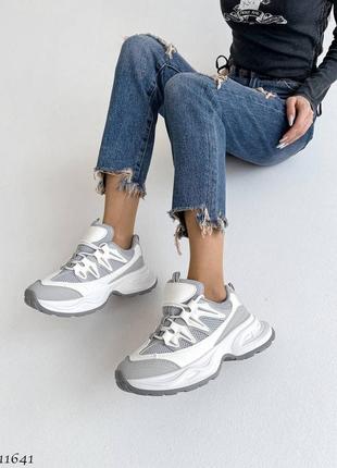 Кросівки кеди білі з сірим жіночі6 фото