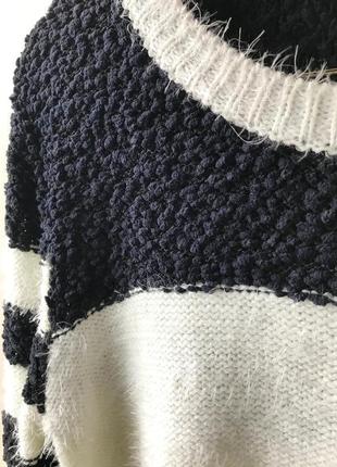 Черно-белый свитер с ворсом, свитер травка alcott / l4 фото