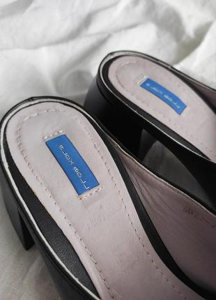 Мюли сабо босоножки кожаные черные квадратный носок каблук5 фото