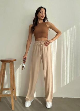 Брючки жатка черные беж палитура цветов брюки брюки брючинычерное беж