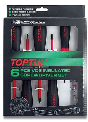 Набор отверток диэлектрических до 1000в toptul 6ед. gaae0612