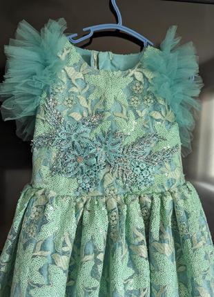 Сукня плаття дитяче пишне зелене2 фото