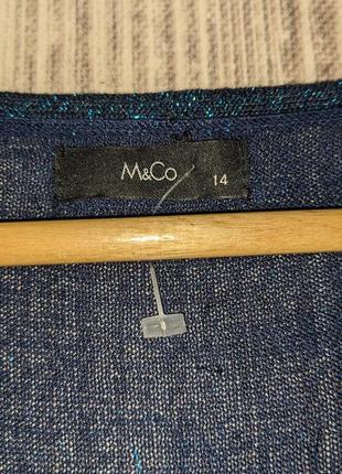 Темно-синий тонкий свитер с бирюзовым люрексрм m&co #32065 фото