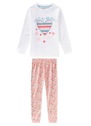 Детская трикотажная пижама сердца lupilu на девочку р.98-104 - 2-4 года - 291403 фото