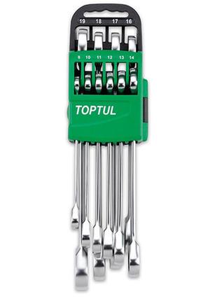 Набір ключів комбінованих з тріскачкою toptul 8-19мм 10 од. на холдере gscq1001