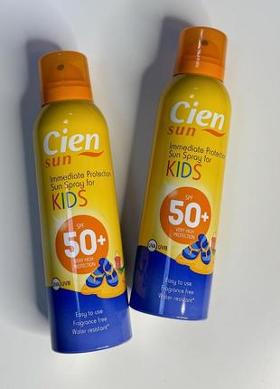 Cien sun kids spf 50+ солнцезащитный прозрачный спрей детский, 150 мл