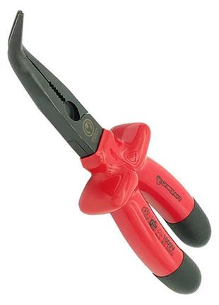 Плоскогубці з подовженими губками 8" загнуті, ізольовані ручки 1000 в стандарт ibn0108