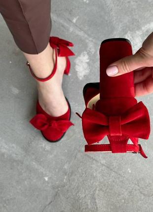 Замшеві туфлі ручної роботи з бантами