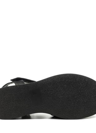 Босоножки женские кожаные черные с принтом 1291л7 фото