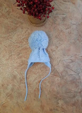 Шапочка тёплая шапка с балабоном на мальчика, новорожденного satila5 фото