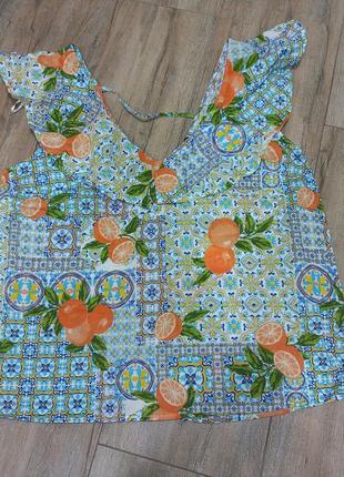 Блуза безрукавка бавовна нова в принт апельсини