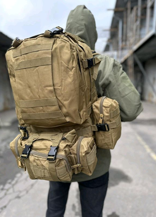 Армійский рюкзак з підсумками. койот 55 l4 фото