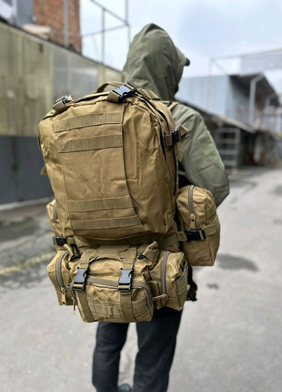 Армійский рюкзак з підсумками. койот 55 l10 фото