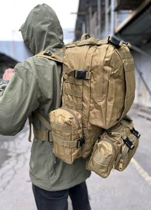 Армійский рюкзак з підсумками. койот 55 l11 фото