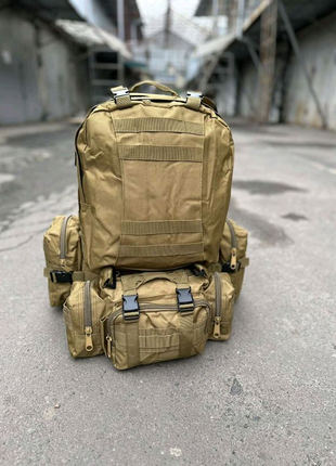 Армійский рюкзак з підсумками. койот 55 l14 фото