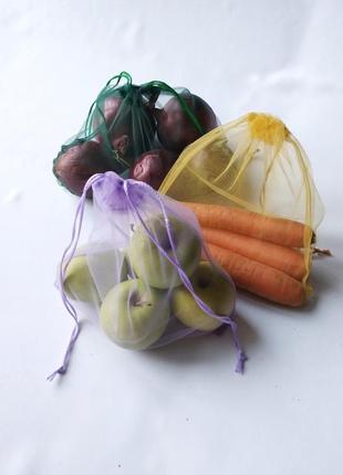 Эко мешочки для овощей, фруктовки, сеточки для продуктов, многоразовые пакеты, торбы мешки4 фото