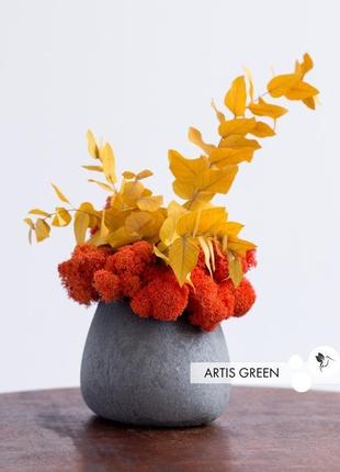 Композиция со скандинавским мхом и эвкалиптом, orange