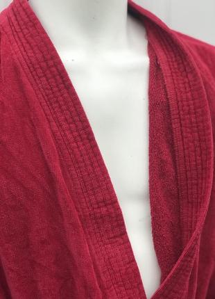 Мужской натуральный махровый халат бордового цвета5 фото