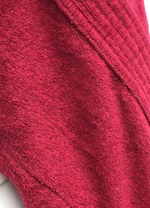 Чоловічий натуральний махровий халат бордового кольору6 фото