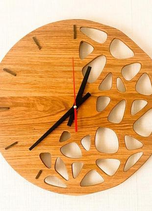 Деревянные декоративные настенные часы из натурального дуба porobka web1 фото
