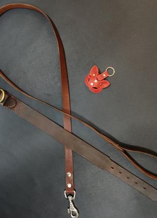 Шкіряний нашийник, повідець, для великої та середньої породи собак, модель manhattan