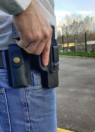 Кожаная кобура для glock 17 со скобой для скрытого ношения5 фото