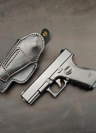Кожаная кобура для glock 19 со скобой, кобура на glock, глок6 фото
