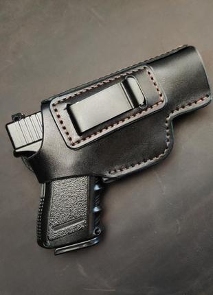 Кожаная кобура для glock 19 со скобой, кобура на glock, глок1 фото