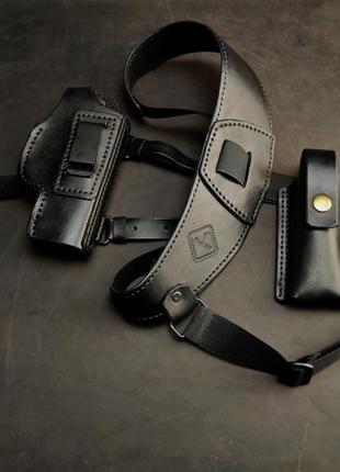 Кожаная оперативная кобура для форт-17 + паучер для магазина