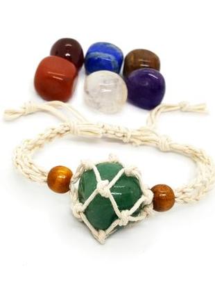 🕸️🐇 плетеный браслет-сеточка в стиле макраме с натуральным камнем