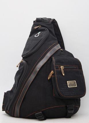 Стильний якісний брезентовий рюкзак gold be, рюкзак на одну лямку, рюкзак гітара1 фото