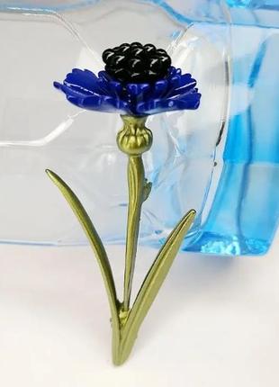 Объемная брошь василек 💙 в 3-д технике, матовая эмаль, винтажный стиль, барвинок синий цветок3 фото