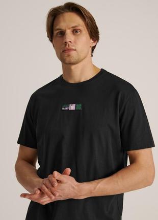 Мужская футболка sinsay р.xs, 10799, трикотажная, черная
